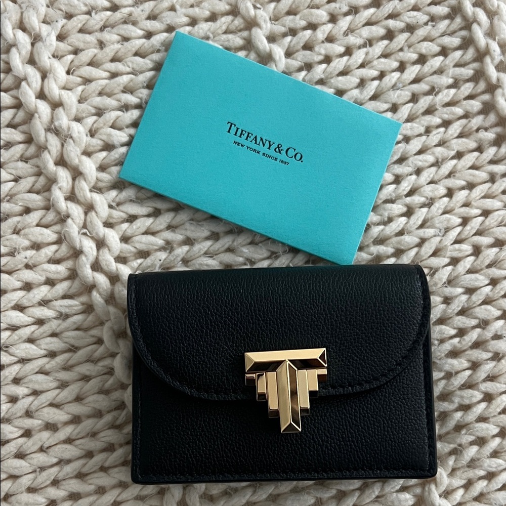Tiffany & Co. Black Wallet with Gold Clasp